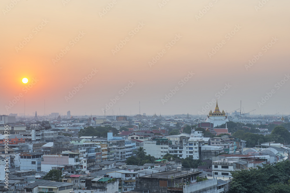 Golden Mount, Bangkok Thailand during sunset.