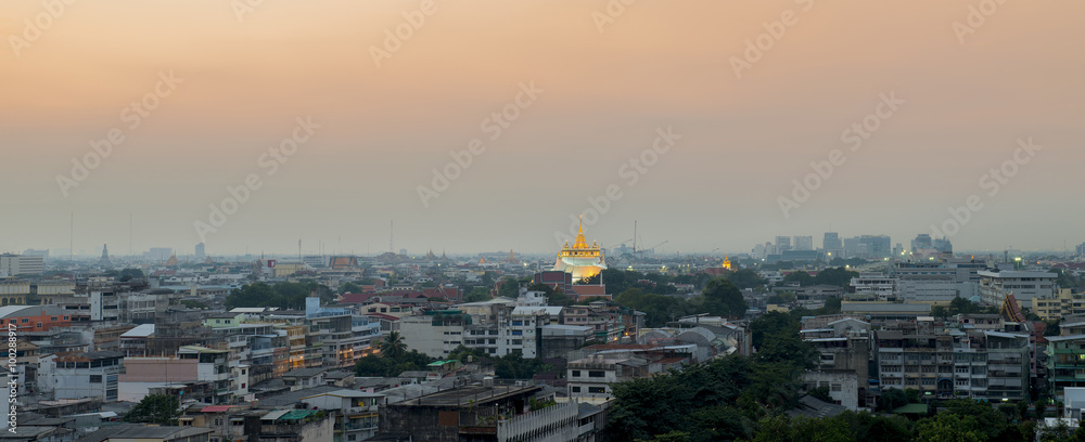 Golden Mount, Bangkok Thailand during sunset.