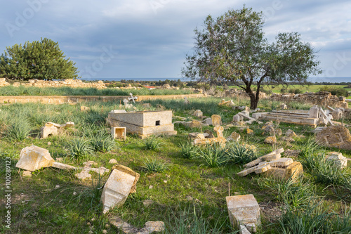 old abandoned greec cemetery cyprus trnc photo