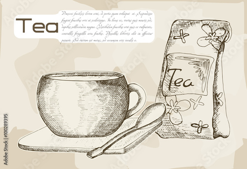 Tea brewed in a cup