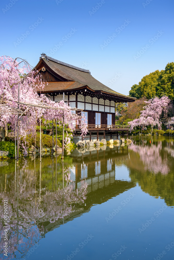 Heian shrine in Kyoto, Japan during spring.