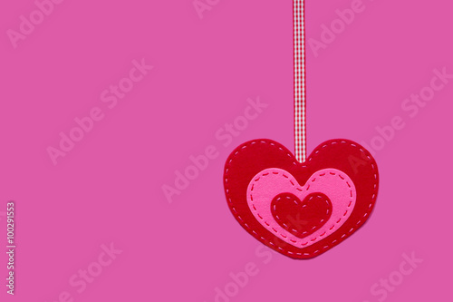 Red and Pink Heart Felt On Gray Background