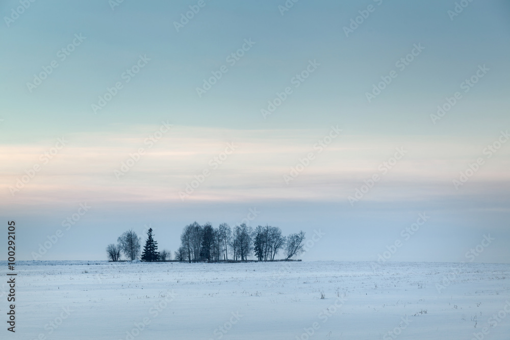 Sunset in the winter