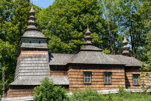 Old wooden Orthodox church in Bartne, Beskids, Poland