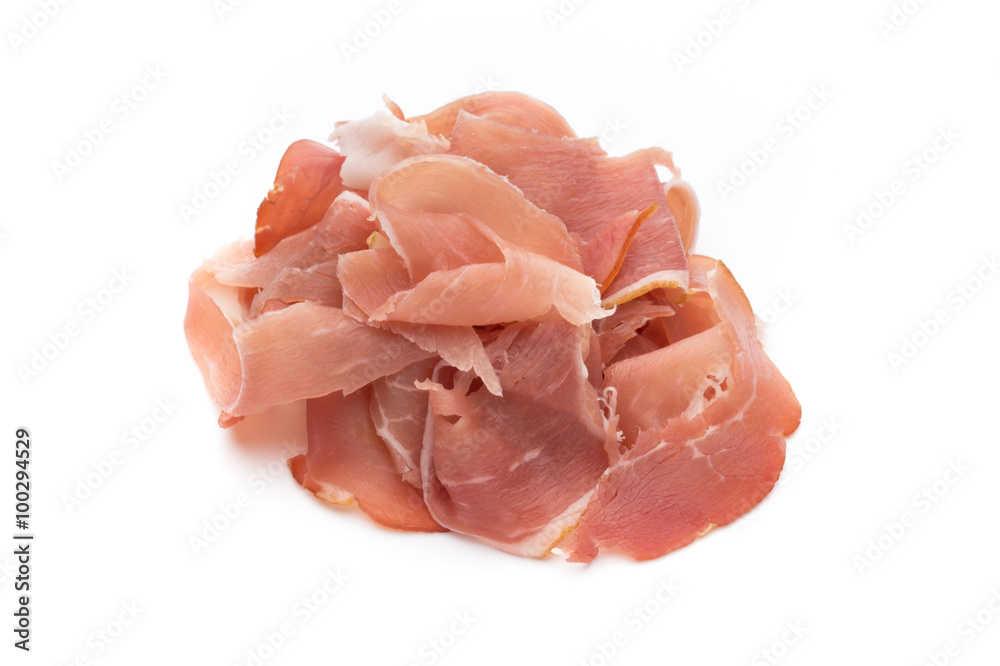 Slices of ham on white background. Slices of ham on white background.