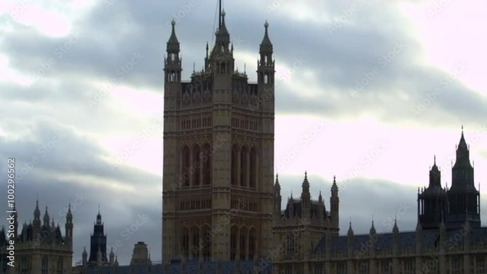 Panning view of Westminster towers Panning view of Westminster towers