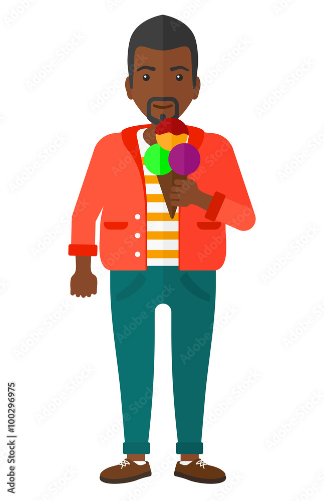 Man holding icecream.