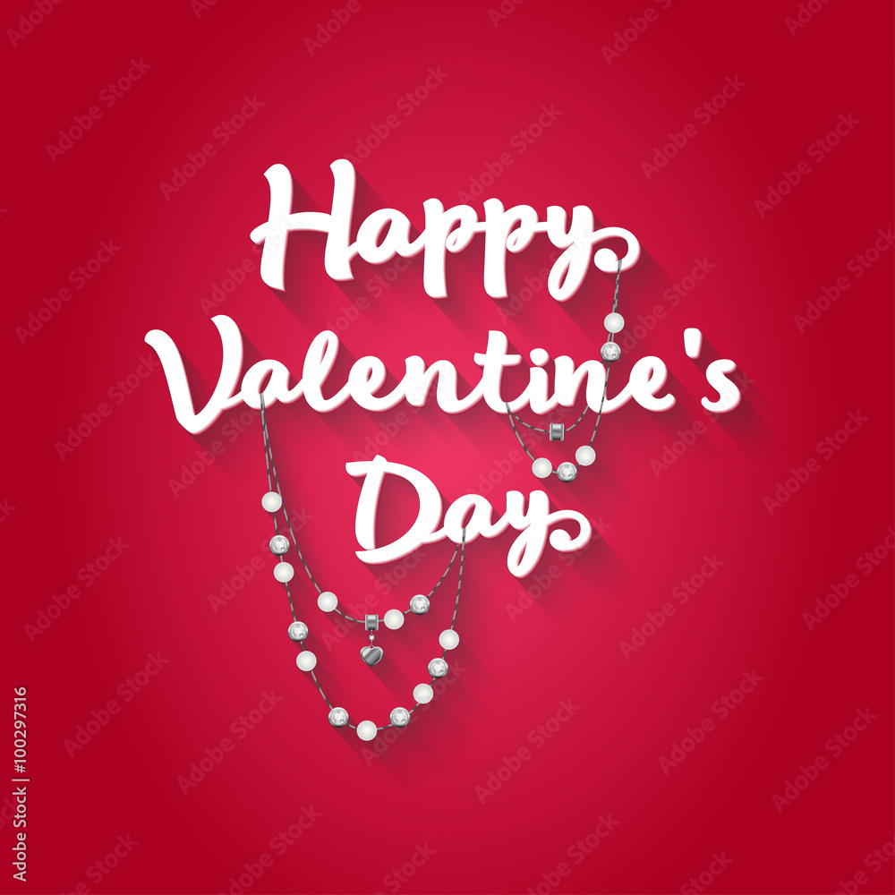 Valentine day background. Sign with jewelery elements.Vector ill