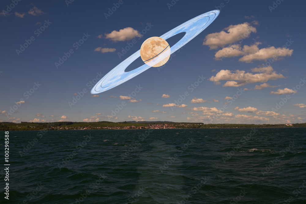 Naklejka premium Vollmond mit Ringen