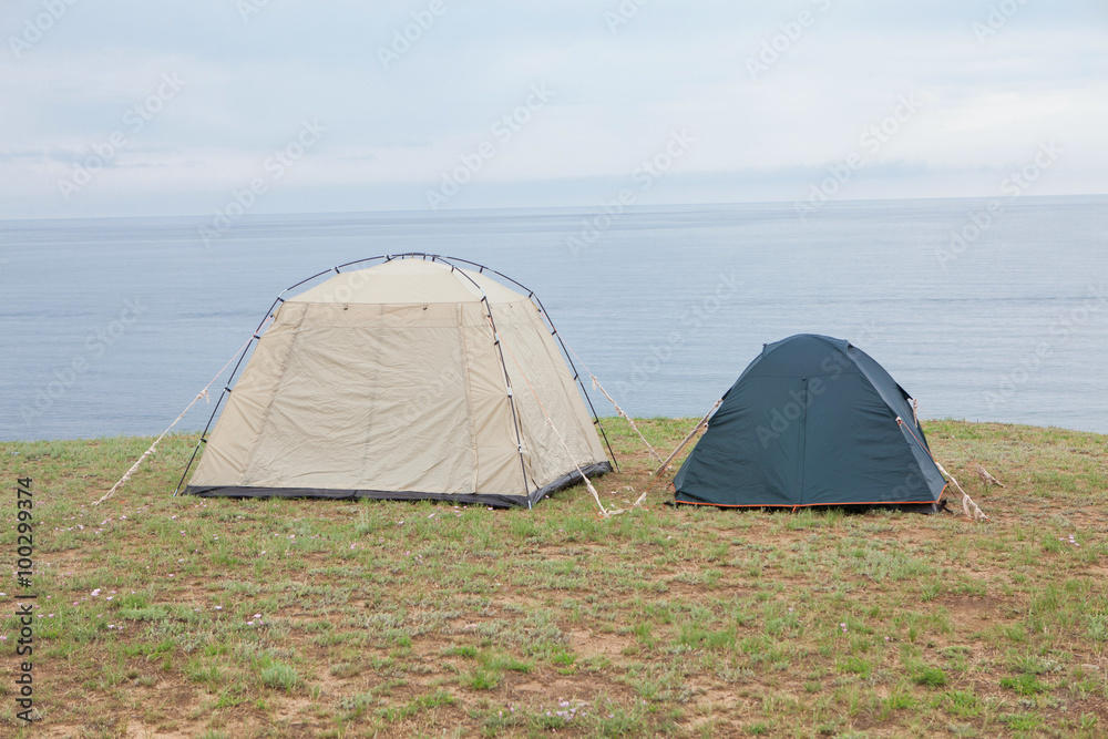 two tents on the seaside