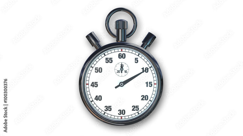 Stopwatch, time instrument isolated on white background, front view