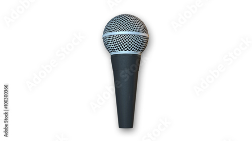 Microphone, audio equipment isolated on white background, side view
