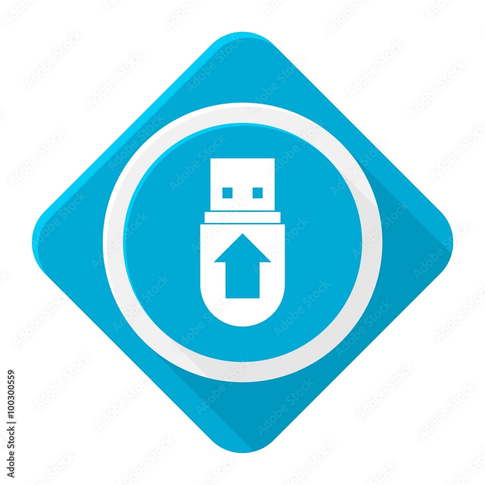 Blue icon usb with long shadow Blue icon usb with long shadow