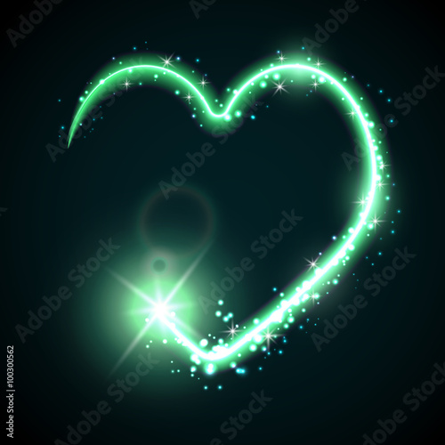 Neon heart on the dark