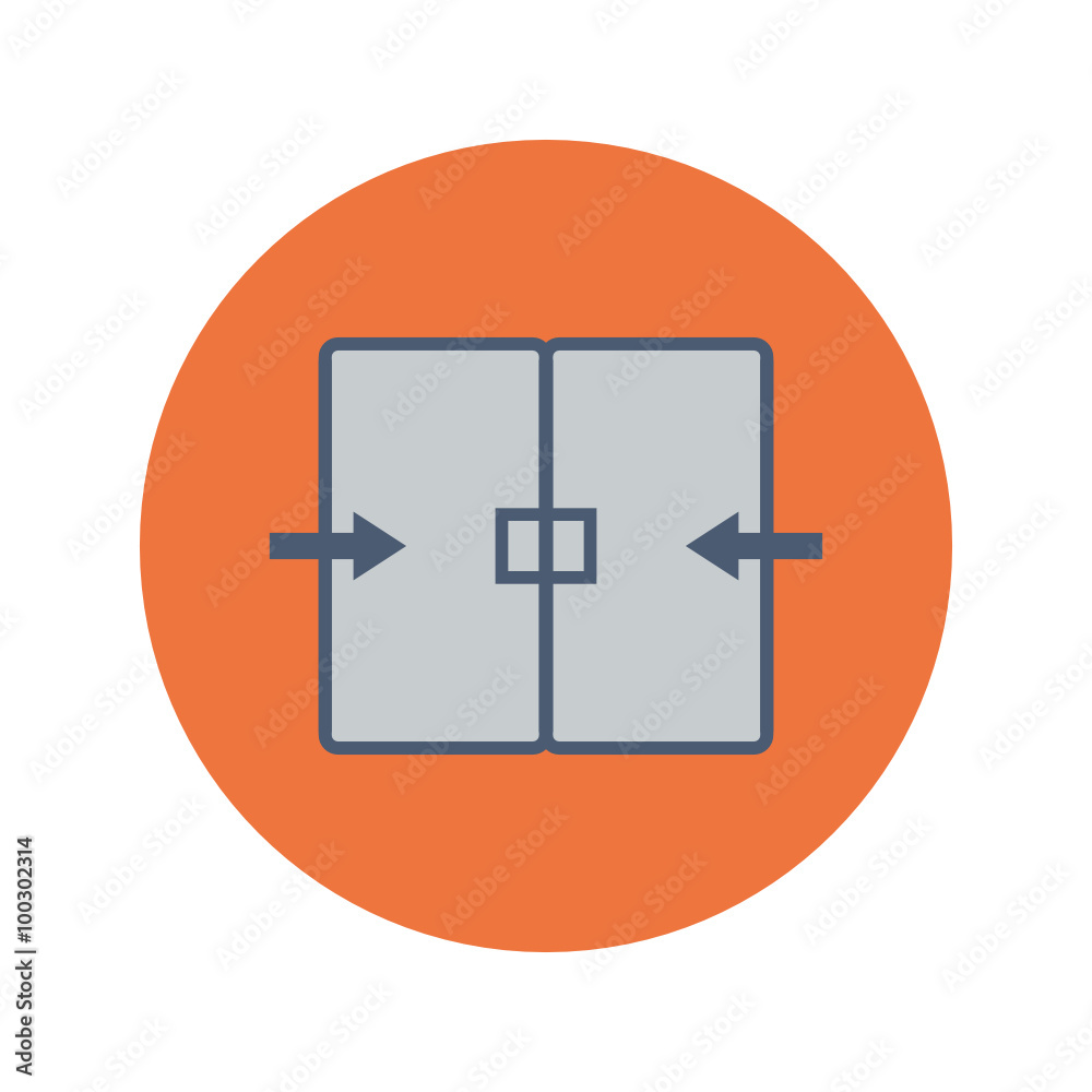 Close the door- Circle Icon. Modern Design Flat Style Icon