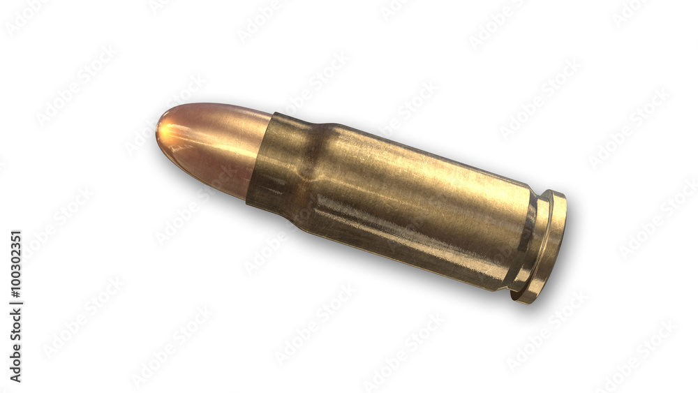 Fototapeta premium Bullet, ammunition isolated on white background, side view