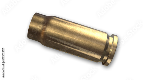 Картината върху платно Bullet shell isolated on white background, side view