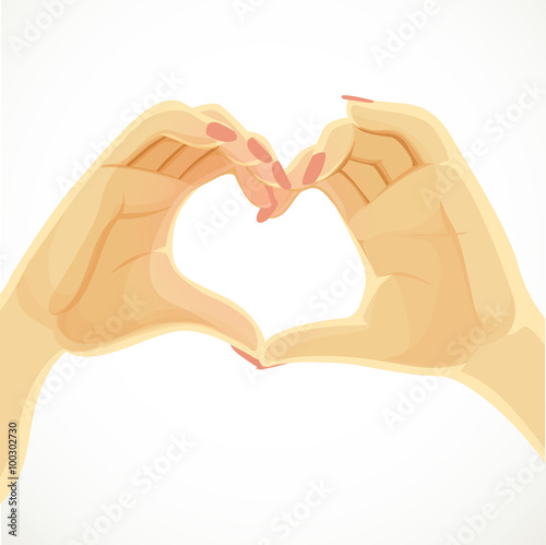 Heart folded from beautiful female hands