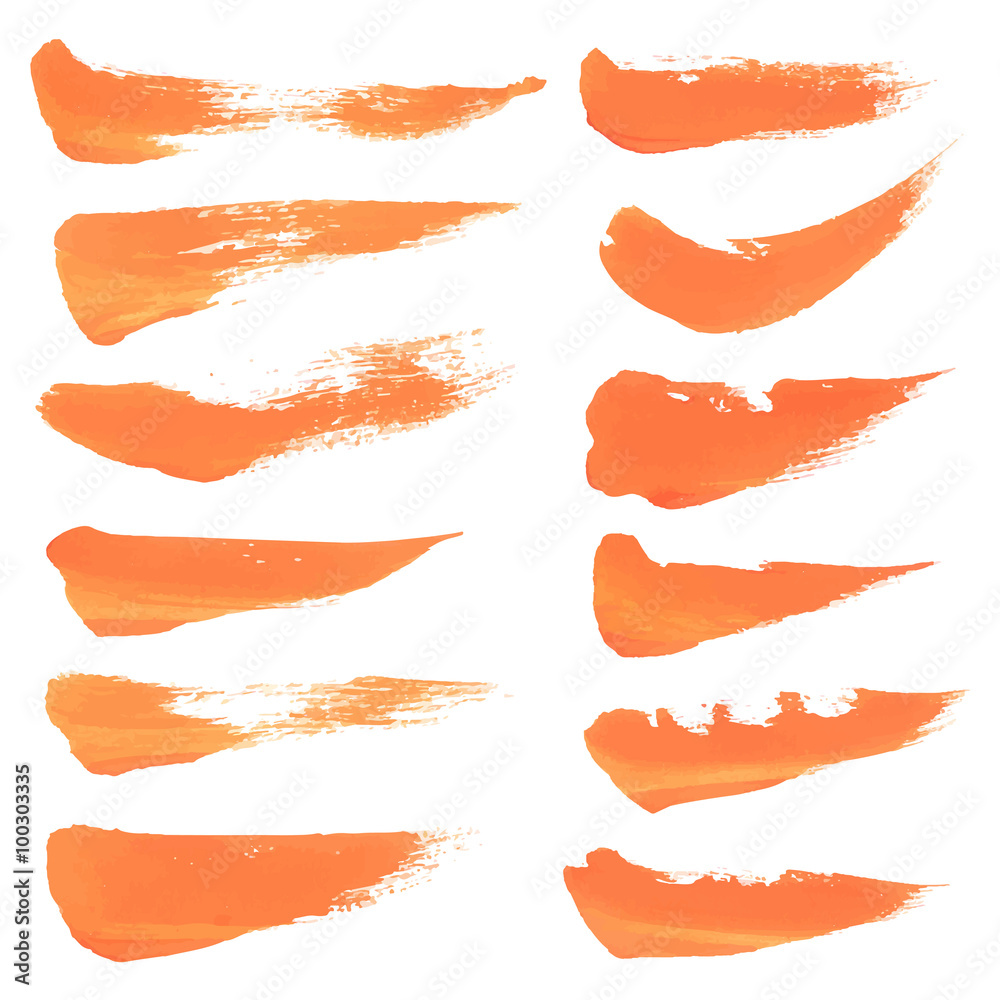 Realistic short strokes thick orange paint on a white surface 2. Realistic short strokes thick orange paint on a white surface 2.