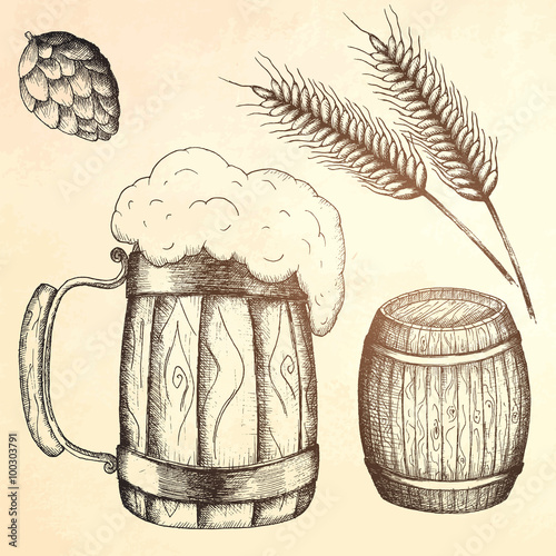 Hand drawn mug of beer.