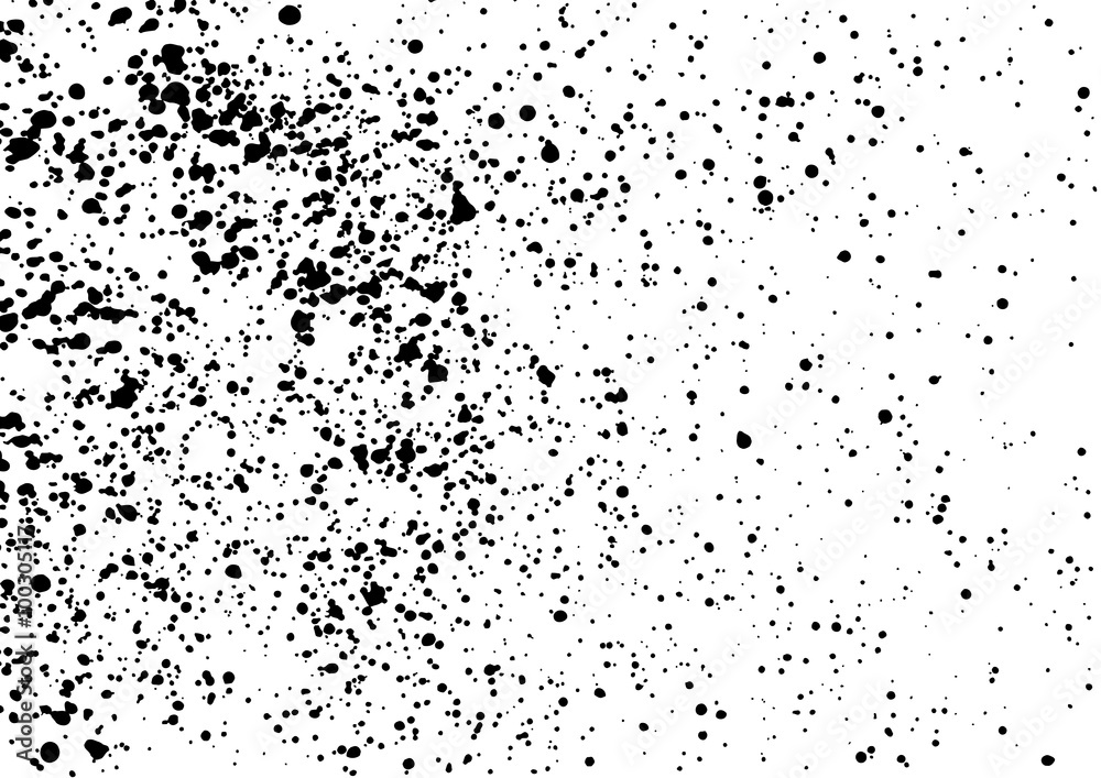 Splatter background. Black calligraphy ink splats. Spray paint drops. Vector grunge ink paint splats, blots and splashes . Grunge distress vector calligraphy ink stains. Black ink blow explosion.
