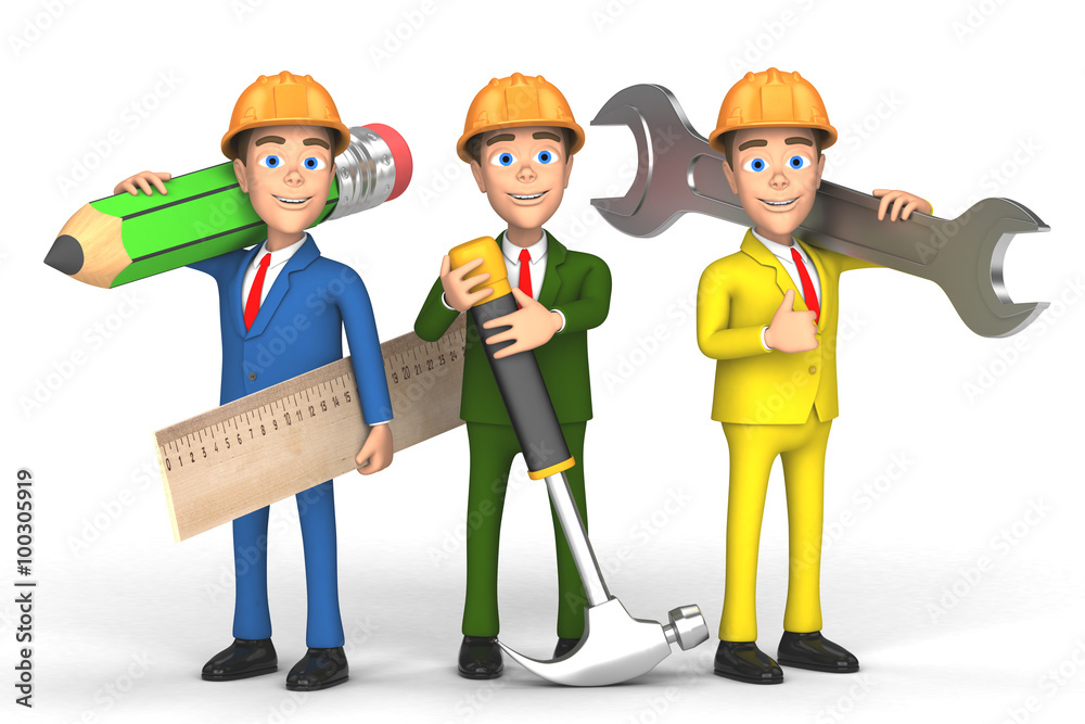 team of workers on white background team of workers on white background