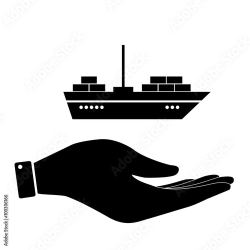 Ship in hand icon photo