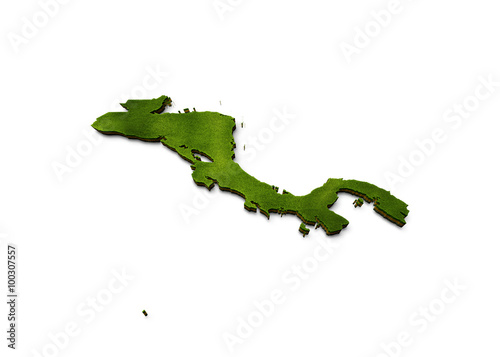 3D Central America Map Grass