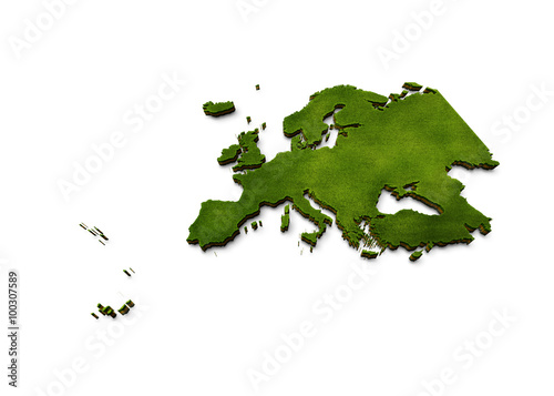 3D Europe Map Grass