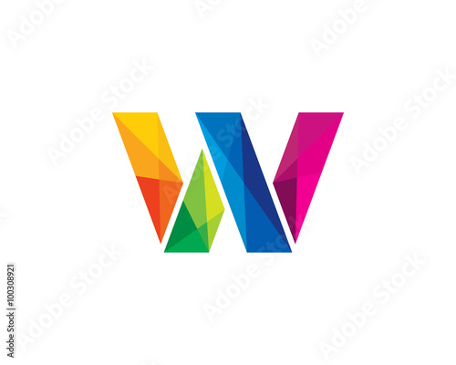 Letter W Color Poly Logo Design