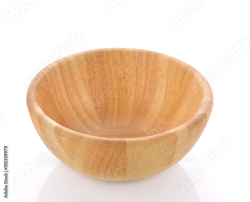wooden bowl on white background