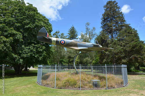 Spitfire plane at WWI memorial park in Hamilton New Zealand photo