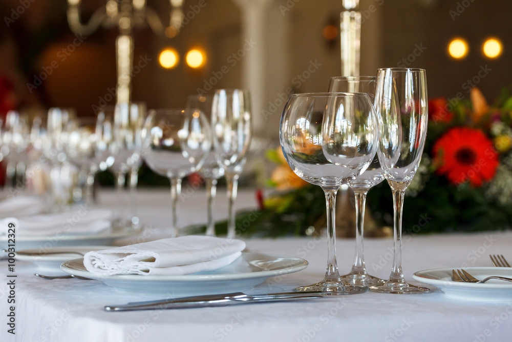 Serving table prepared for event party or wedding.