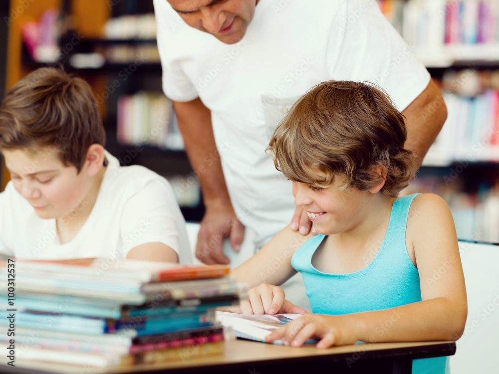 Two boys in library Two boys in library