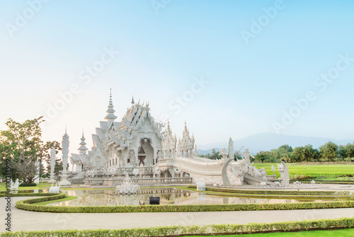 Famous Thailand temple or grand white temple Call Wat Rong Khun,Chiangrai photo