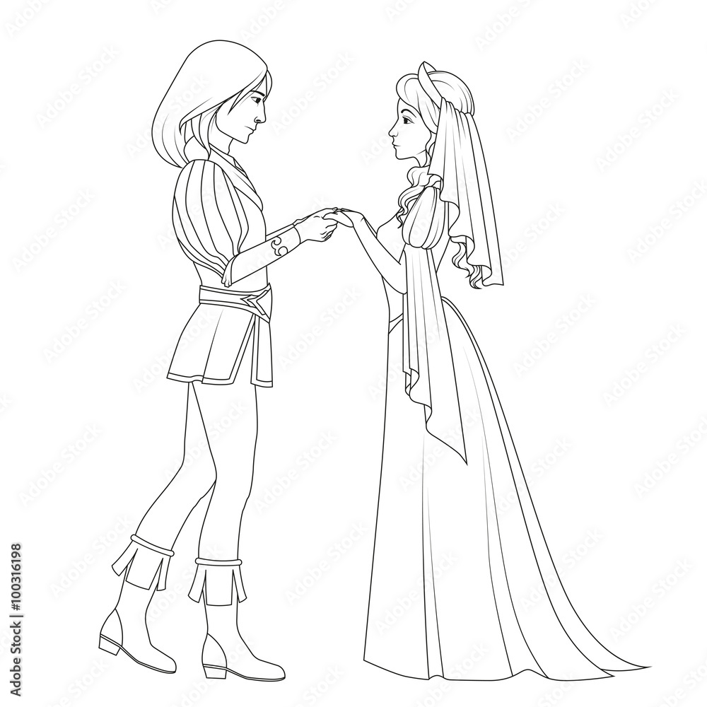 Free Vector  Hand drawn couple of princess portrait