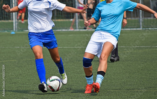 Women are playing soccer