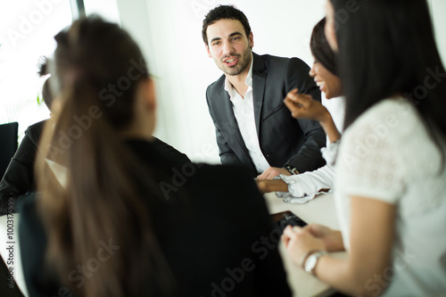 Young people working in the...