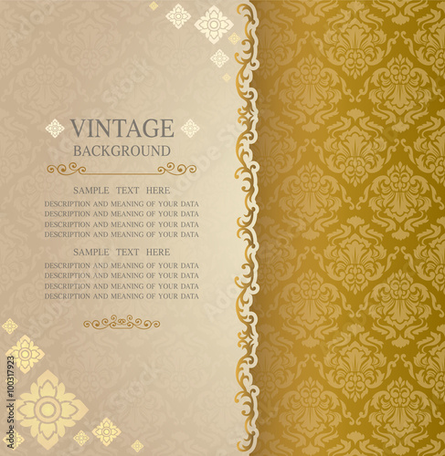Vintage background, antique greeting card, ornamental pattern template for design