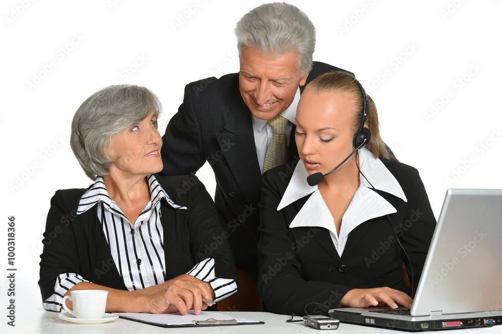 Fototapeta premium Businesspeople working with laptop