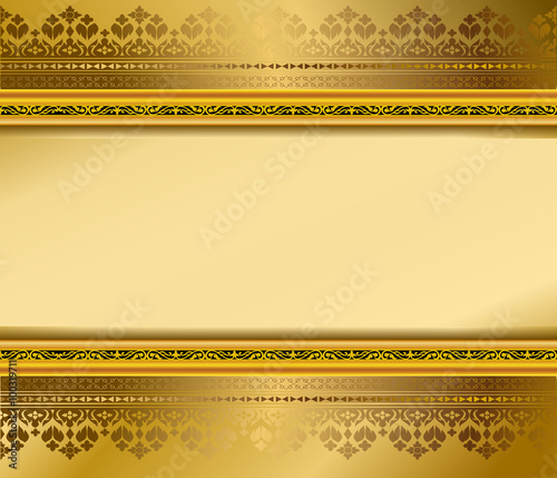 gold line thai silk pattern line vector design for text background