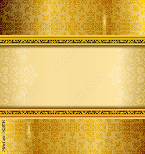 gold line thai silk pattern line vector design for text background