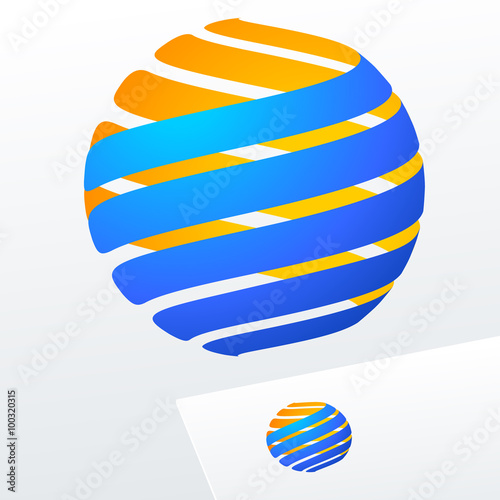 Abstract vector sign in sphere shape. Logotype for Business, Technology, Corporation.
