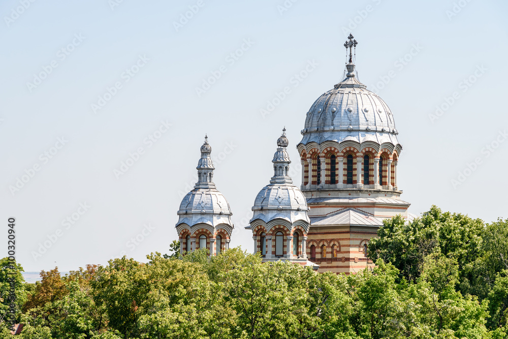 Orthodox Cathedral Saint George (Sfantul Gheorghe) In Downtown Tecuci City Of Romania