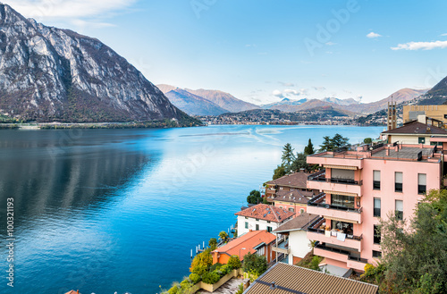 View over Campione D'Italia and Lake Lugano, Italian enclave in Switzerland
 photo