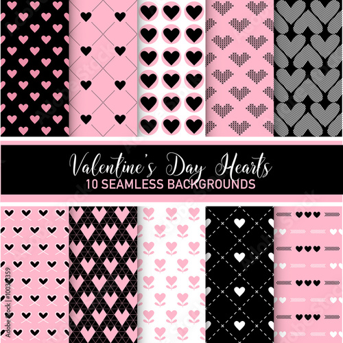 Valentine's Day Hearts Seamless Backgrounds