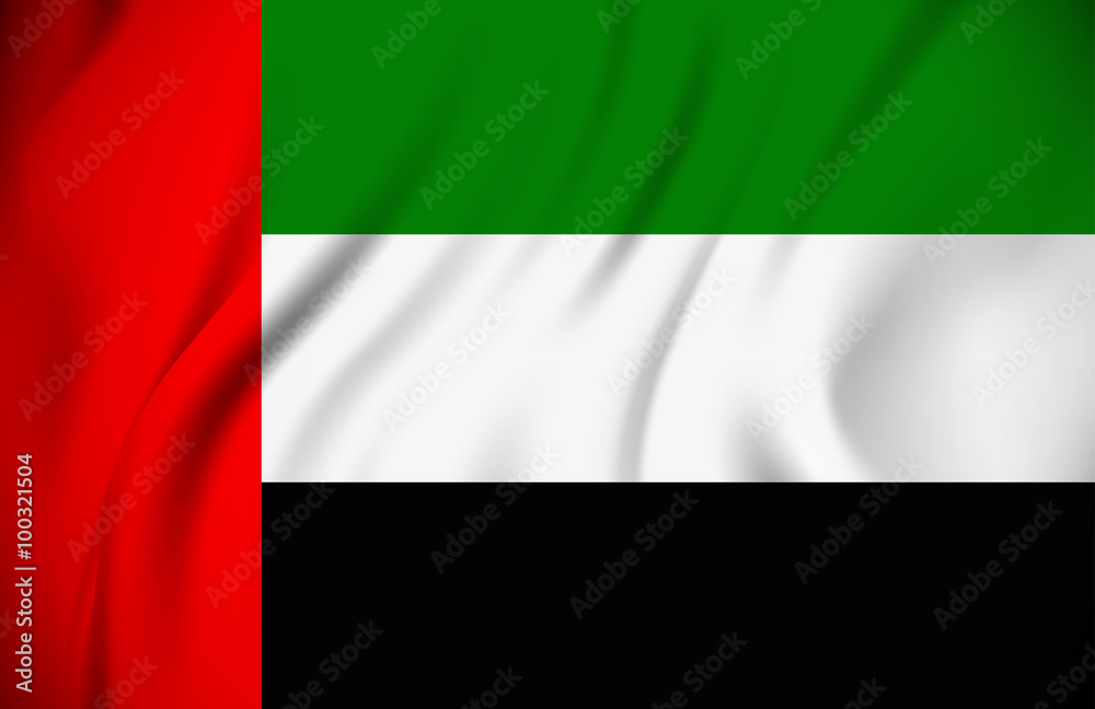 waving flag of the United Arab Emirates on silk material