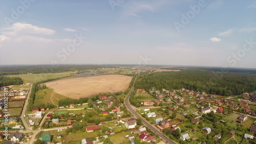Aerial view of the russian village near Moscow