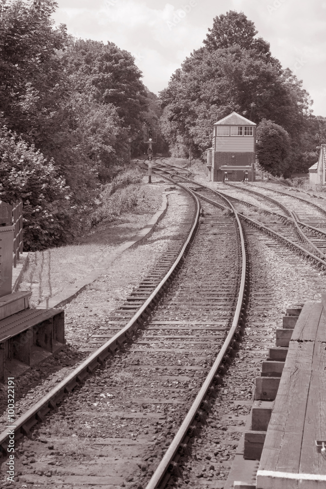 Railroad Track in Black and White Sepia Tone Railroad Track in Black and White Sepia Tone