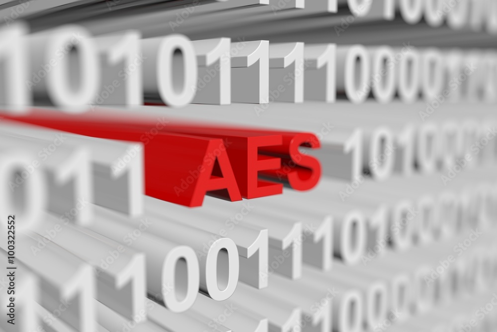 AES is presented in the form of a binary code with blurred background